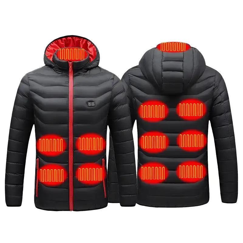 Veste chauffante 11 zones noir rouge