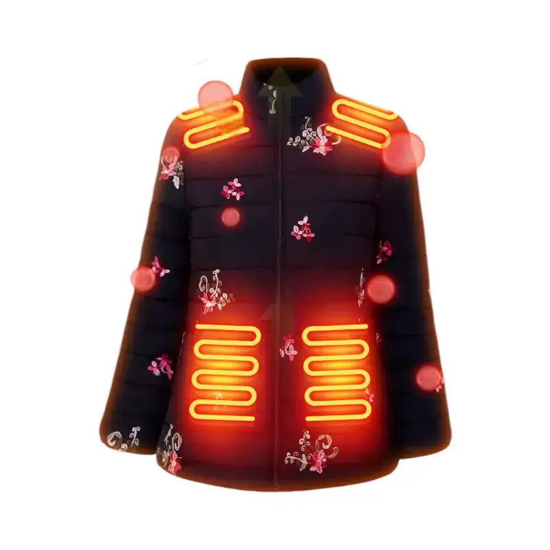 Veste chauffante femme avec port usb style floral