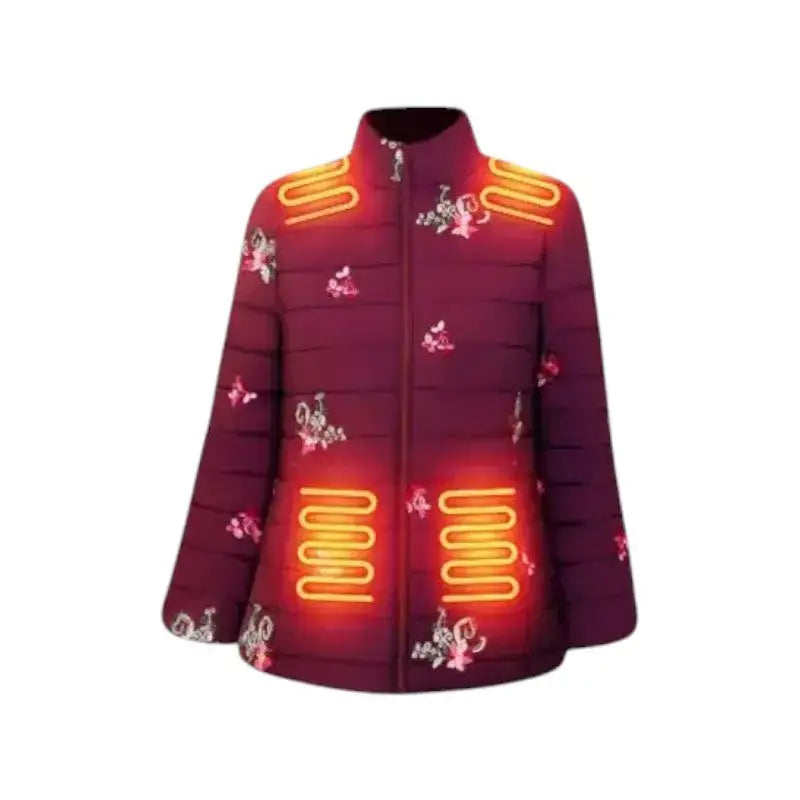 Veste chauffante femme avec port usb style floral