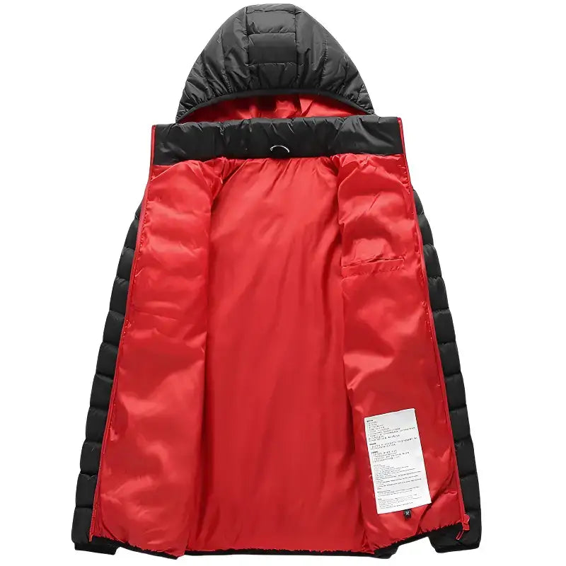 Veste chauffante homme 5 zones capuche noir rouge