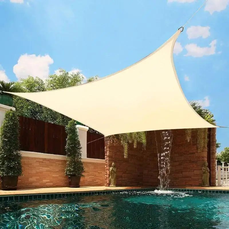 Voile ombrage blanc jardin piscine déco