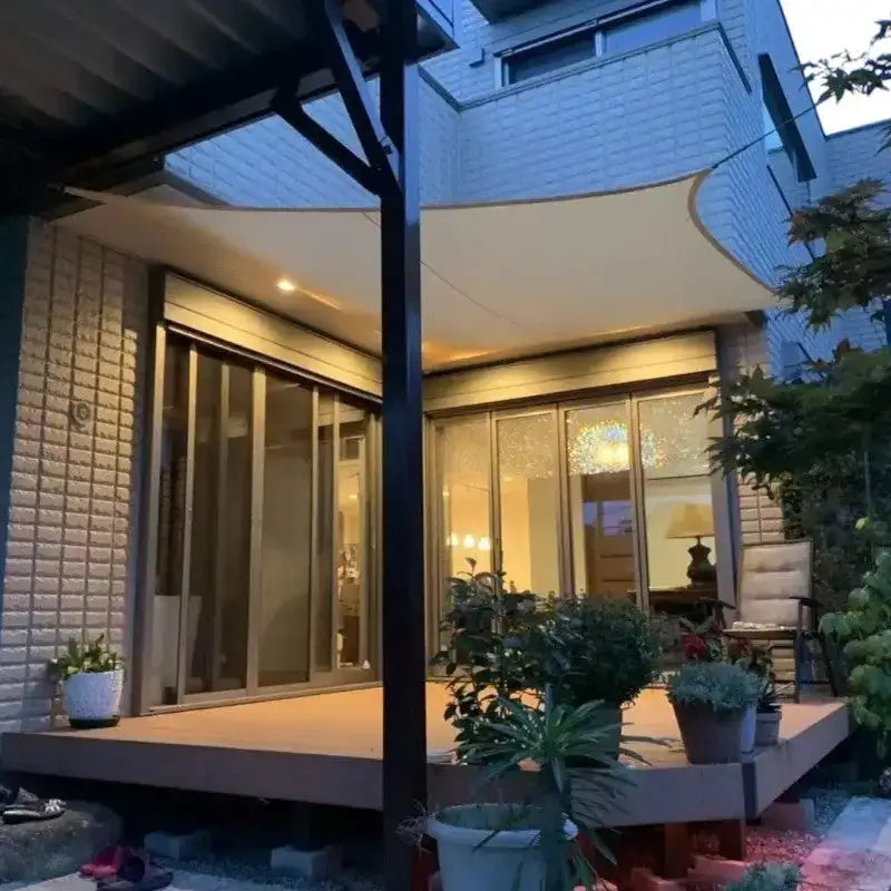 Voile ombrage blanc jardin piscine déco